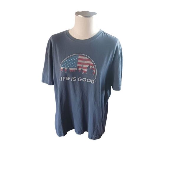 Life is good men's crusher tee Extra large patriotic distressed flag forest tree - Picture 1 of 3
